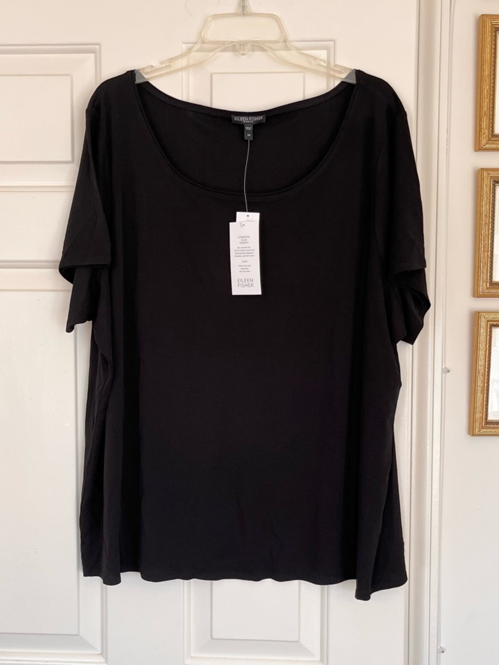 Eileen Fisher Scoop Neck Black Shirt Size 3X